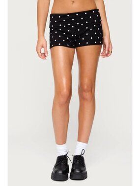 Edikted Chelsie Polka Dot Foldover Shorts Black & White Foldover Classic Size XL